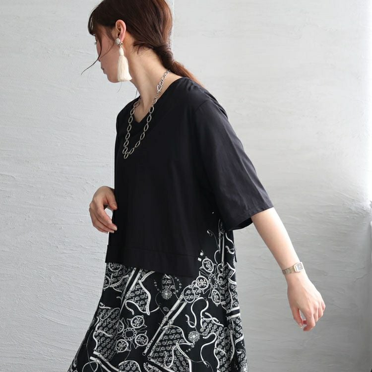 大きいサイズ レディース 接触冷感ドッキングワンピース　kt-23002 【メール便可】