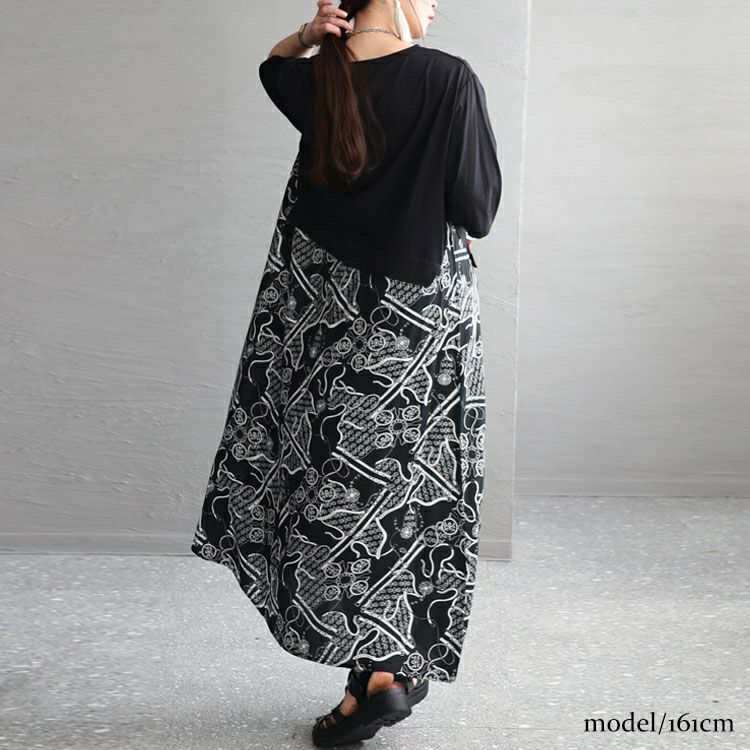 大きいサイズ レディース 接触冷感ドッキングワンピース　kt-23002 【メール便可】