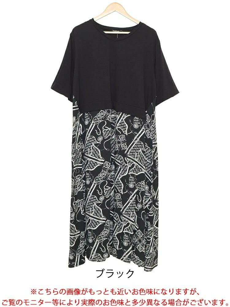 大きいサイズ レディース 接触冷感ドッキングワンピース　kt-23002 【メール便可】