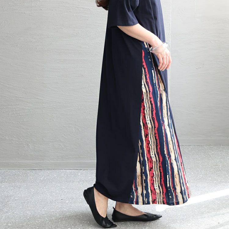 大きいサイズ レディース 接触冷感脇切替ワンピース　kt-23001