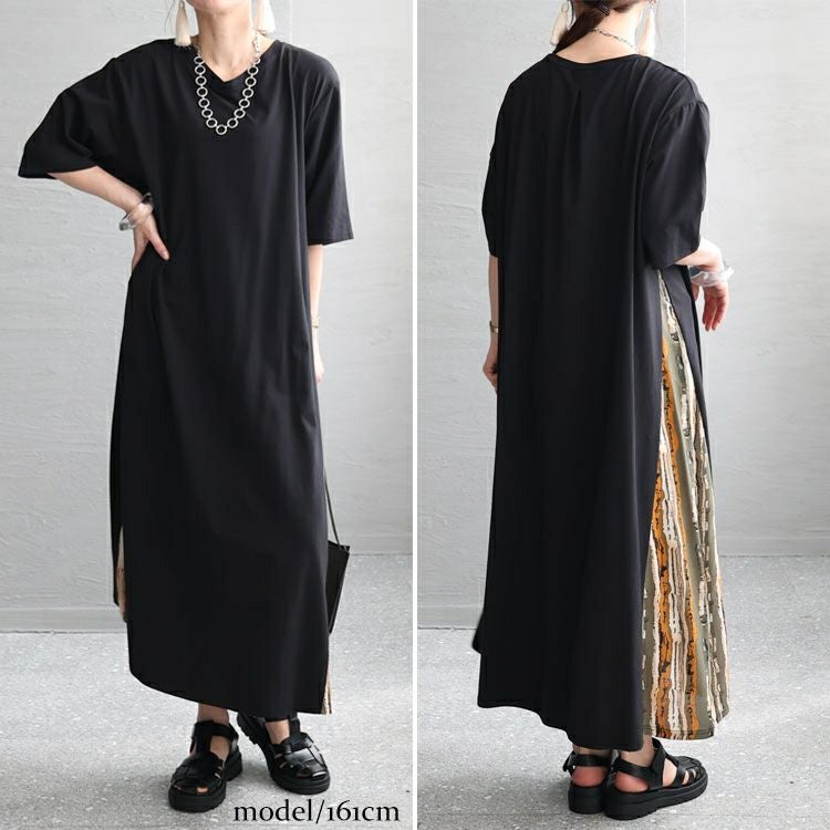 大きいサイズ レディース 接触冷感脇切替ワンピース　kt-23001