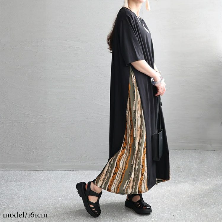 大きいサイズ レディース 接触冷感脇切替ワンピース　kt-23001