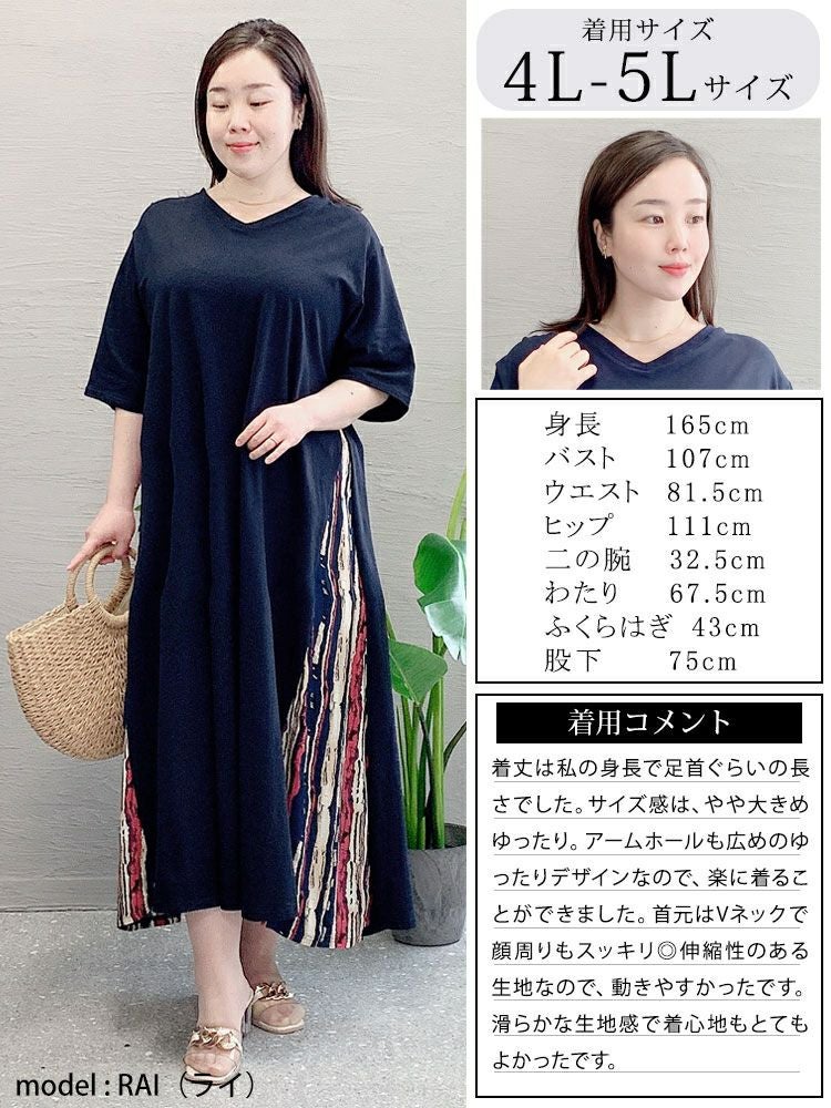 大きいサイズ レディース 接触冷感脇切替ワンピース　kt-23001