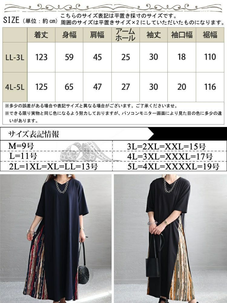 大きいサイズ レディース 接触冷感脇切替ワンピース　kt-23001