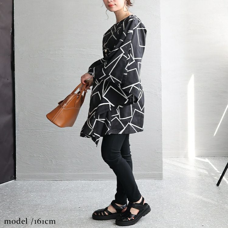 大きいサイズ レディース スクエア柄刺繍チュニック　u2-0077