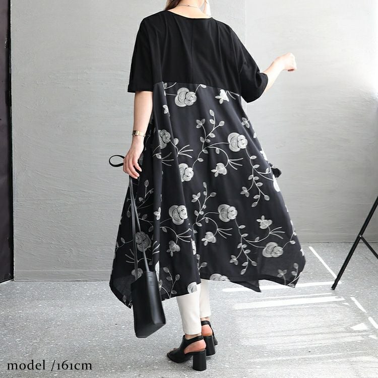 大きいサイズ レディース 花柄刺繍ワンピース　u2-0076 【メール便可】