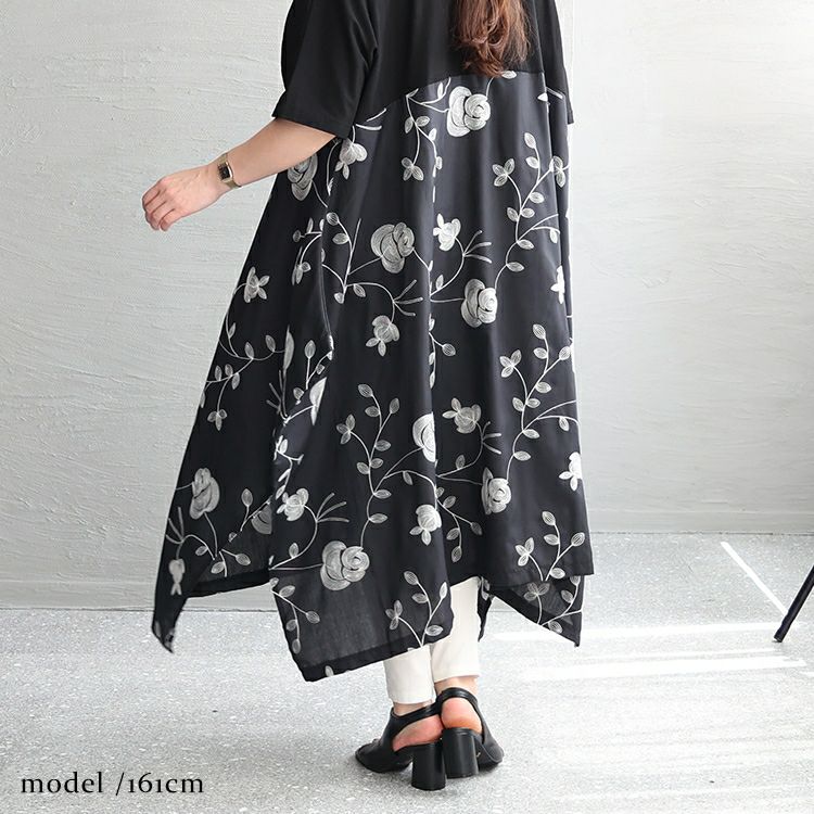 大きいサイズ レディース 花柄刺繍ワンピース　u2-0076 【メール便可】