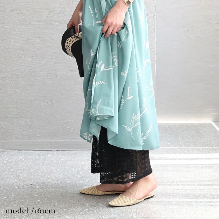 大きいサイズ レディース 股ずれ防止レースワイドパンツ　u2-0074 【メール便可】