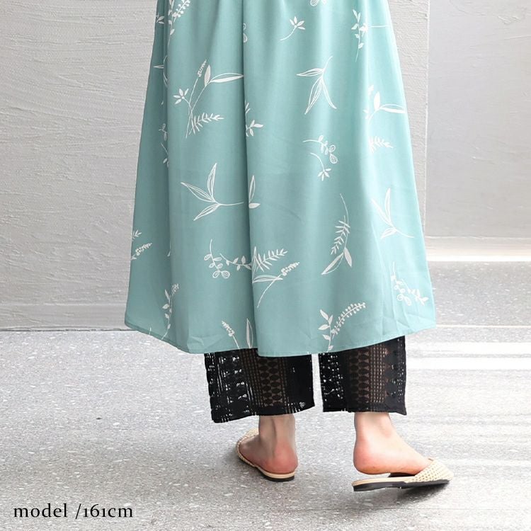 大きいサイズ レディース 股ずれ防止レースワイドパンツ　u2-0074 【メール便可】