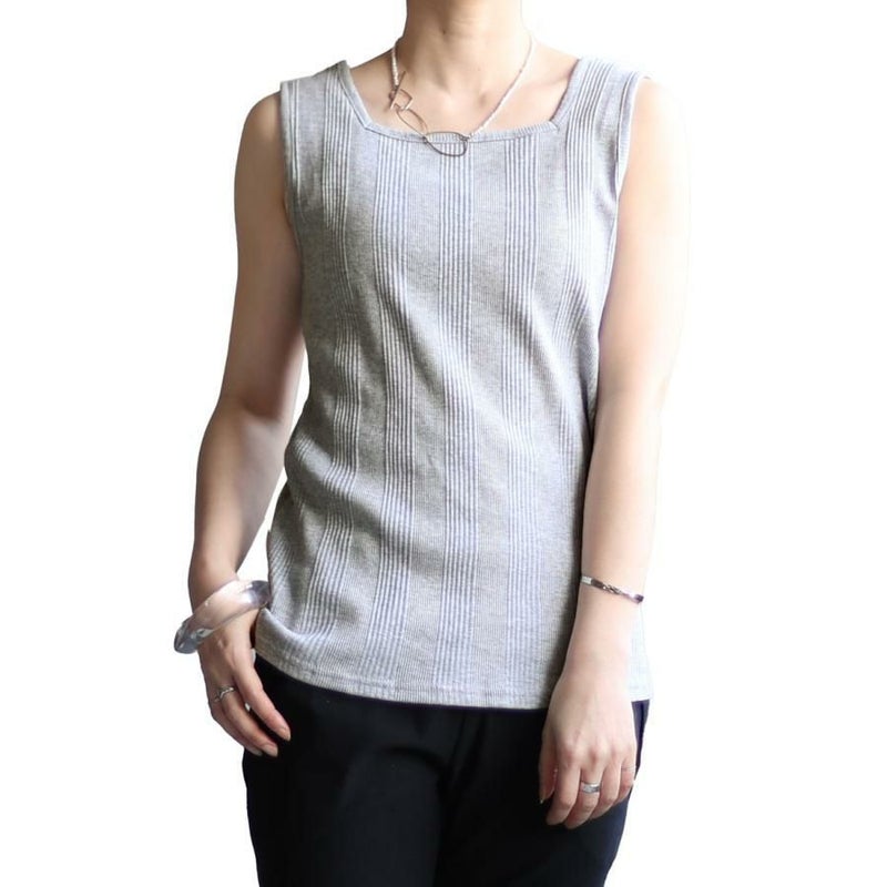 大きいサイズ レディース スクエアネックタンクトップ　wk-0231 【メール便可】 杢グレー