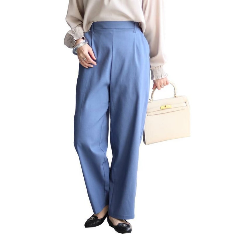 大きいサイズ レディース スラックスパンツ　fem-337 ダークブルー