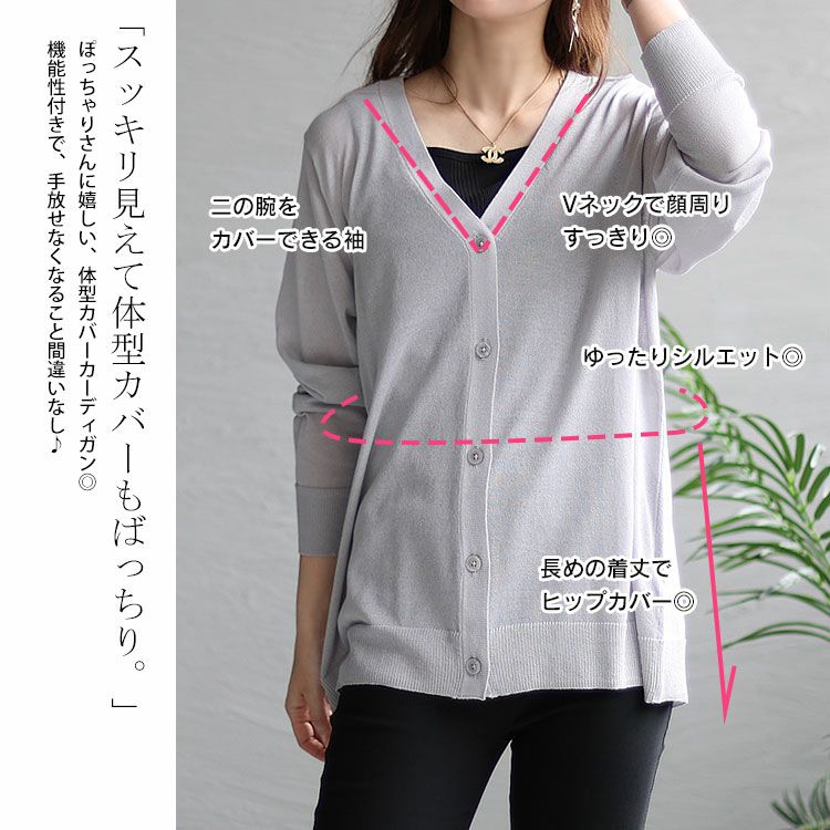大きいサイズ レディース 接触冷感シアーニットVネックカーディガン　cpdai-640116 【メール便可】