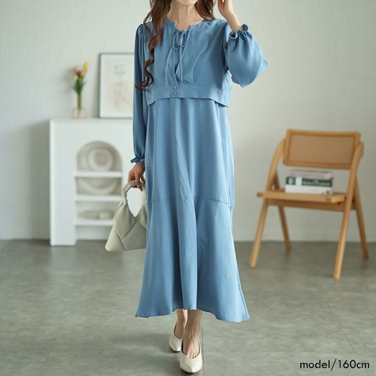 大きいサイズ レディース セットアップワンピース　fem-350 ゆうパケット可 ブルー