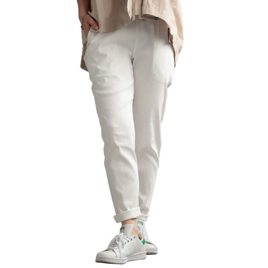 大きいサイズ レディース 虜になる穿き心地！痩せた？って聞かれる 褒められ究極美脚！最強ストレッチテーパードパンツ　fem-320 オフホワイト