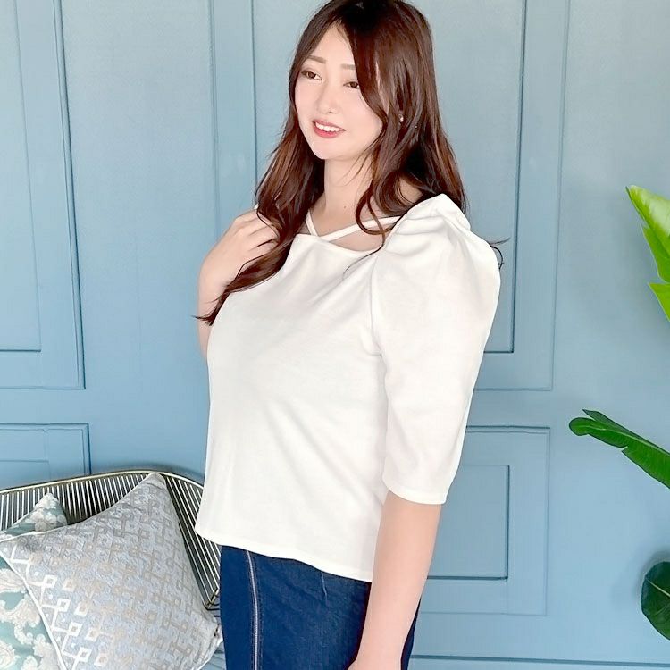 大きいサイズ レディース ギャザーパワショルテレコプルオーバー　maru-315702 【メール便可】