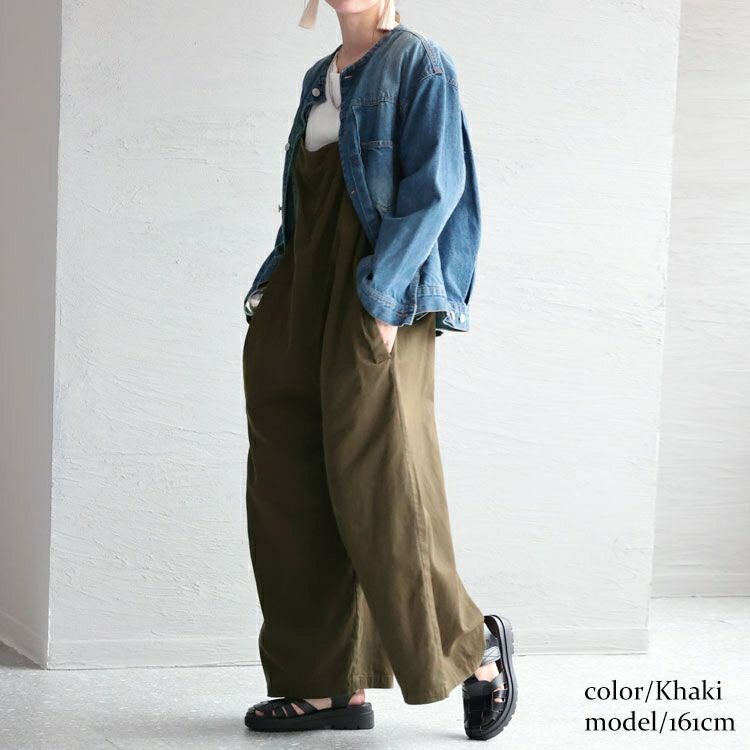 大きいサイズ レディース アシメサスペンダーサロペットパンツ　wc-0305