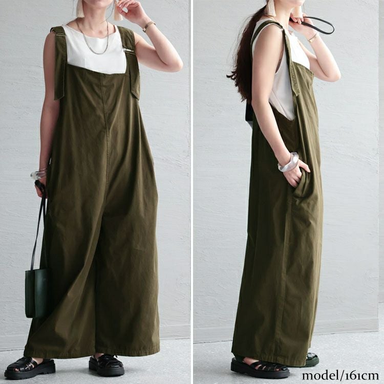 大きいサイズ レディース アシメサスペンダーサロペットパンツ　wc-0305