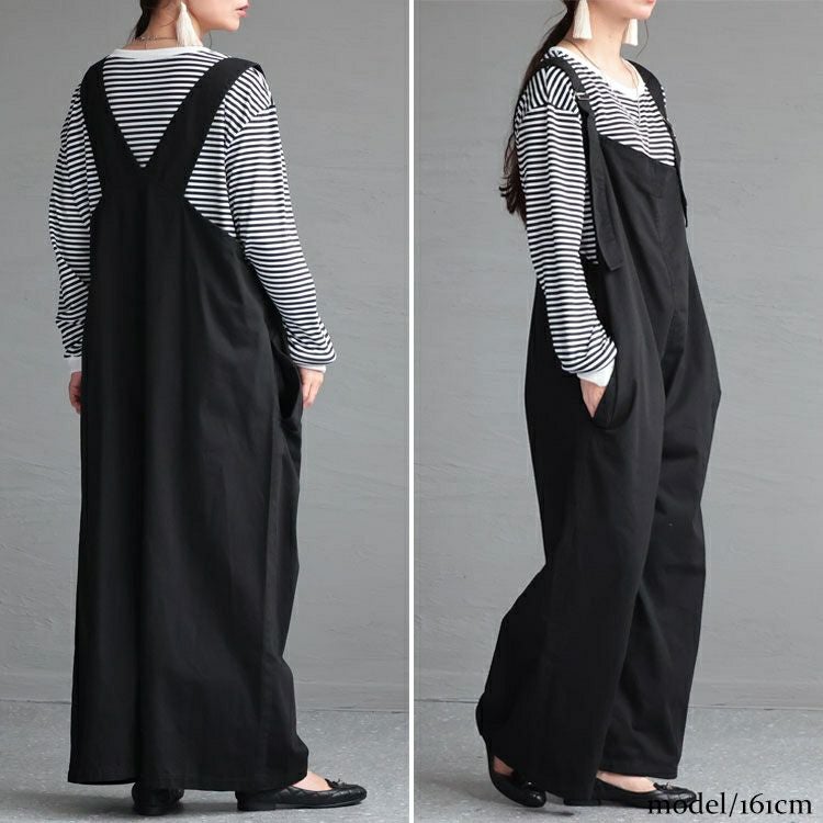 大きいサイズ レディース アシメサスペンダーサロペットパンツ　wc-0305