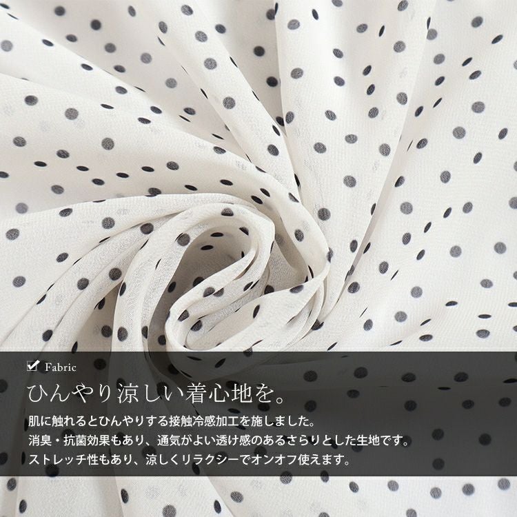 大きいサイズ レディース 接触冷感デオドランテープドット柄ブラウス　mncut-135510 【メール便可】