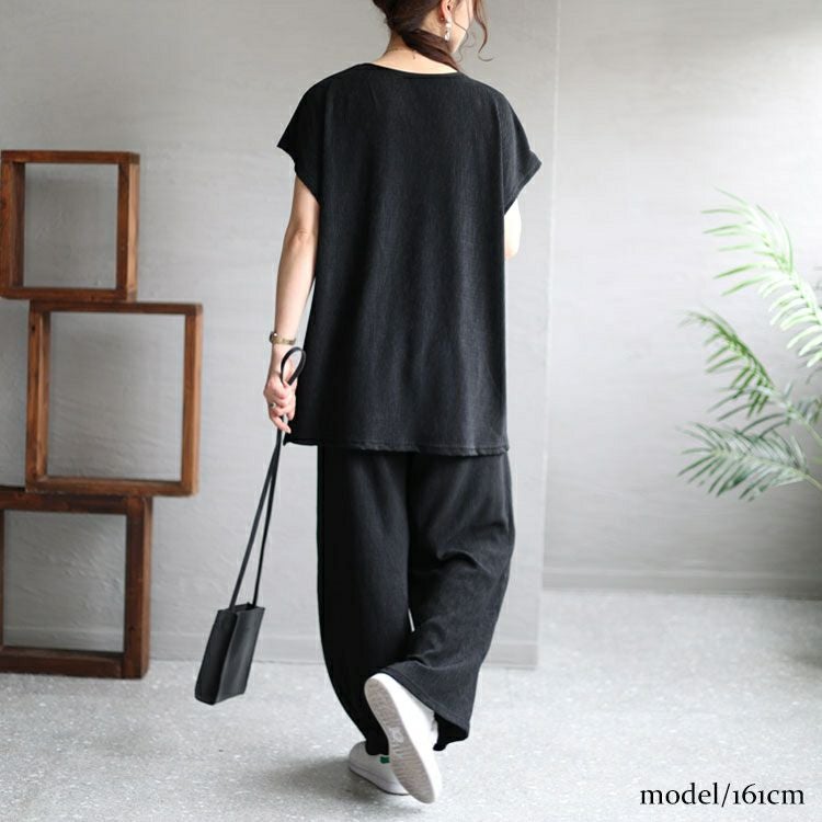 大きいサイズ レディース フレンチスリーブセットアップ sada-6853