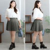 大きいサイズ レディース パンツ裏地プリーツミニスカート　goldy-1290 グレー