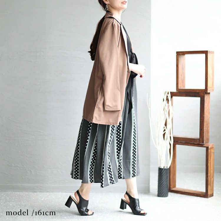 大きいサイズ レディース フロントリボン柄切替えワンピース　jp481 【メール便可】