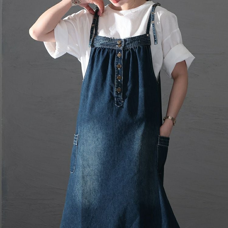 大きいサイズ レディース デニムサロペットスカート　jp475