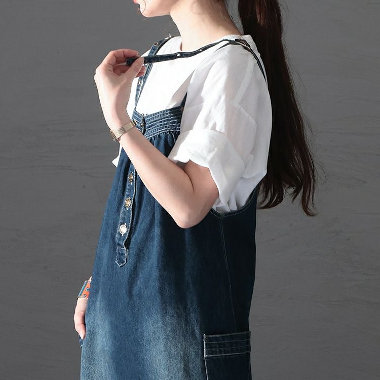 大きいサイズ レディース デニムサロペットスカート　jp475