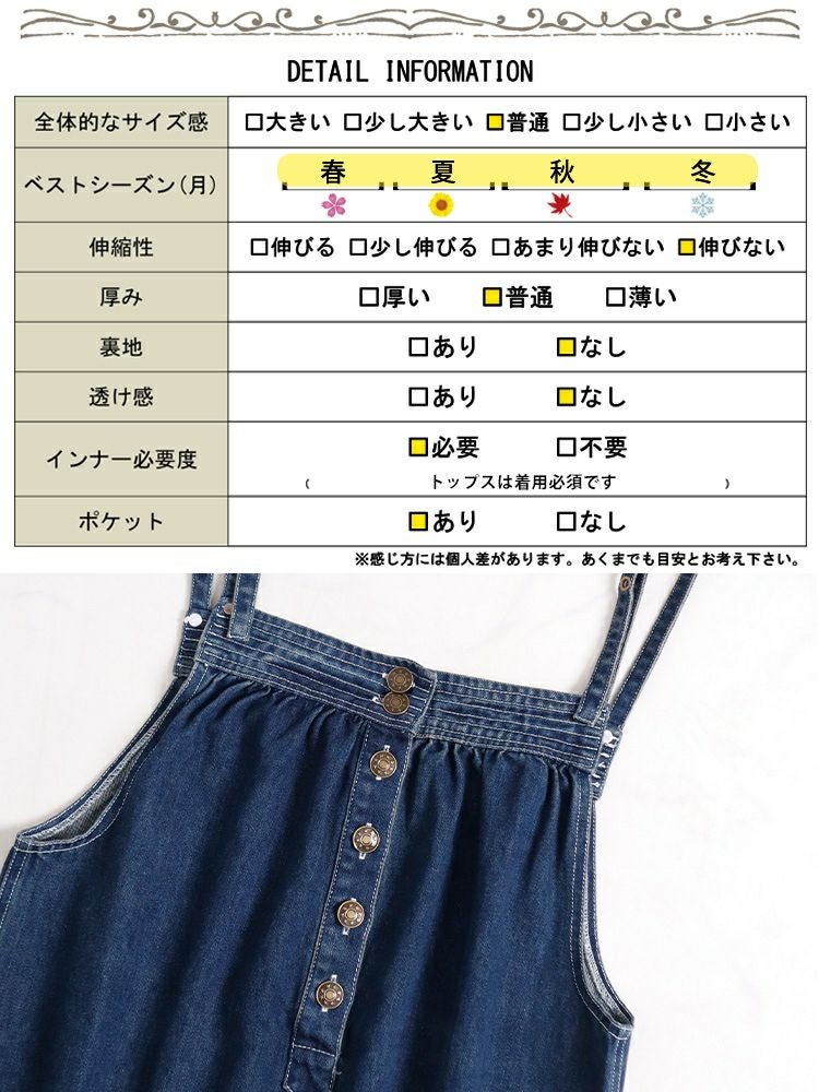大きいサイズ レディース デニムサロペットスカート jp475 | 大きい