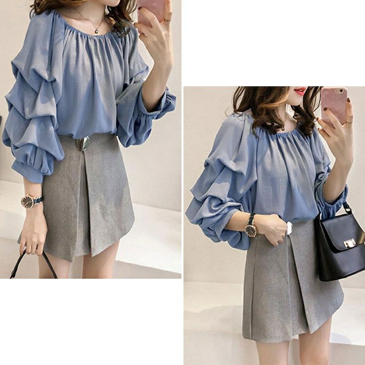 大きいサイズ レディース 楊柳レイヤード袖スクエアネックプルオーバー　goldy-1276 【メール便可】