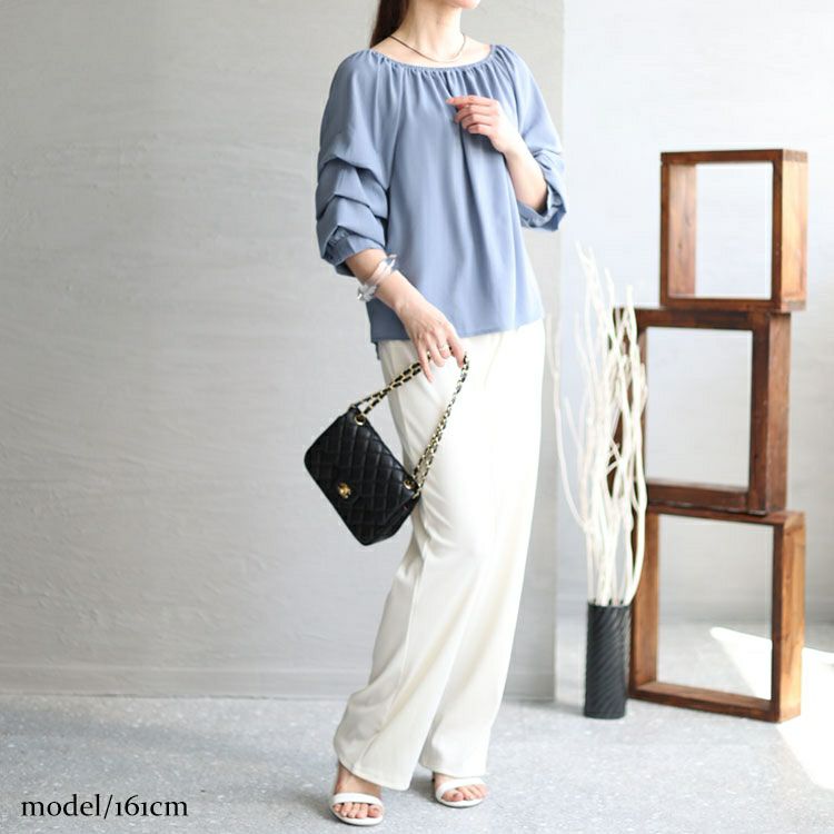 大きいサイズ レディース 楊柳レイヤード袖スクエアネックプルオーバー　goldy-1276 【メール便可】