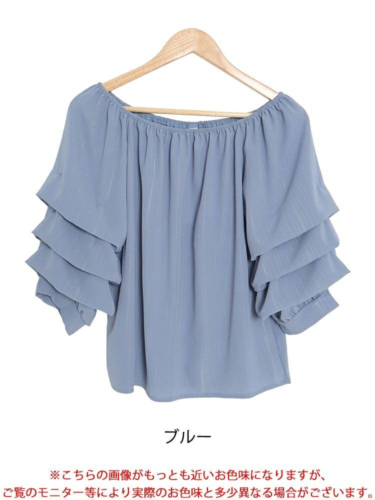 大きいサイズ レディース 楊柳レイヤード袖スクエアネックプルオーバー　goldy-1276 【メール便可】