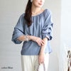 大きいサイズ レディース 楊柳レイヤード袖スクエアネックプルオーバー　goldy-1276 【メール便可】 ブルー