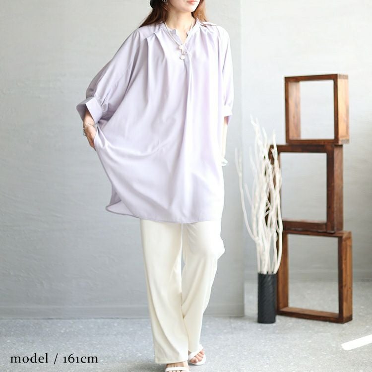 大きいサイズ レディース ビッグロングブラウス　nw-23016 【メール便可】