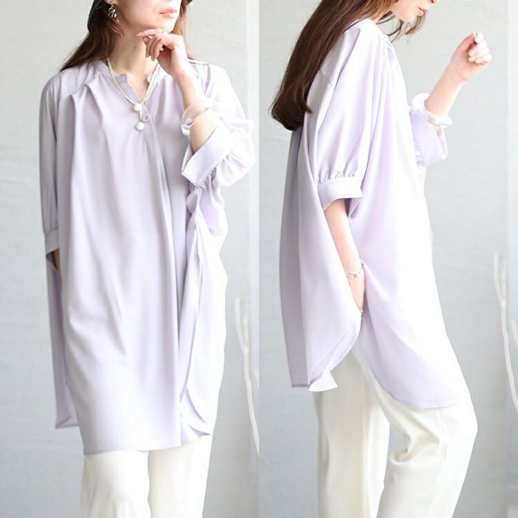 大きいサイズ レディース ビッグロングブラウス　nw-23016 【メール便可】