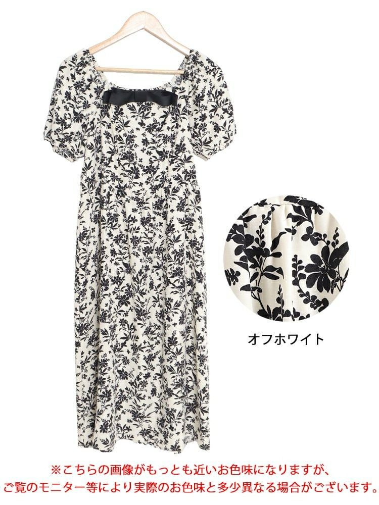 大きいサイズ レディース 胸元リボン花柄ワンピース　goldy-1280 ゆうパケット可