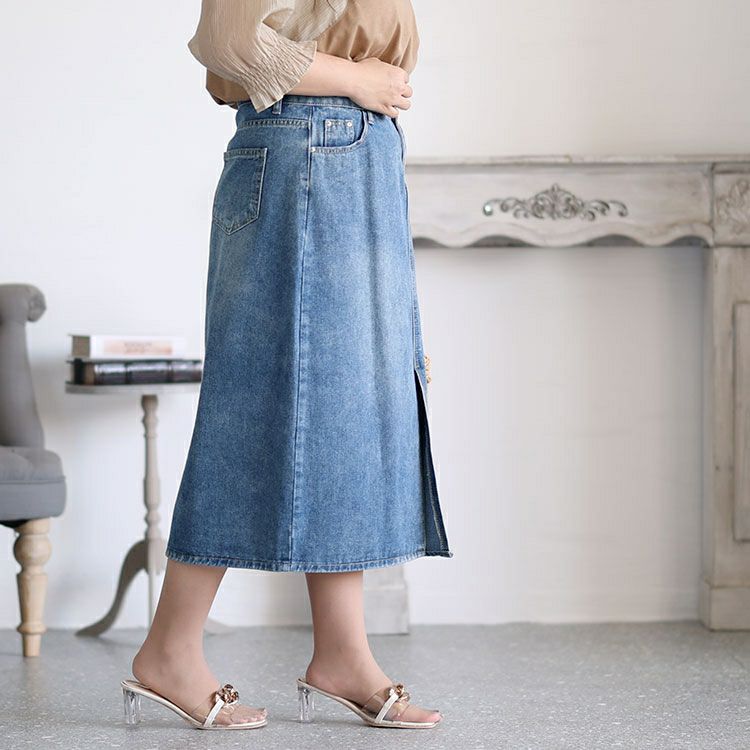 大きいサイズ レディース ストレッチデニムタイトスカート　goldy-1284