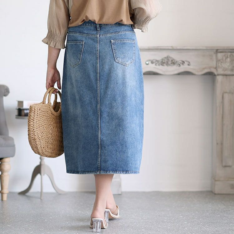 大きいサイズ レディース ストレッチデニムタイトスカート　goldy-1284