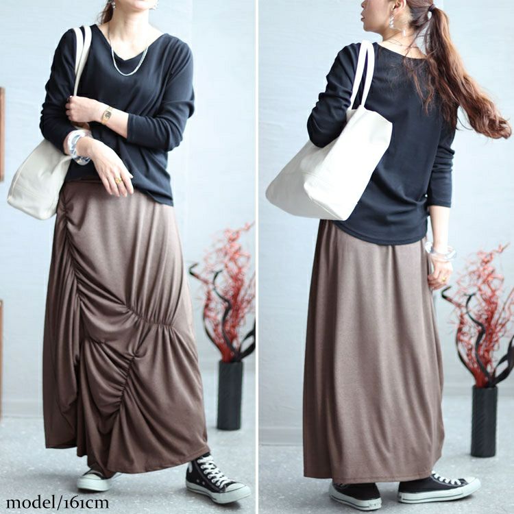 大きいサイズ レディース ランダムシャーリングデザインスカート　sw-0545