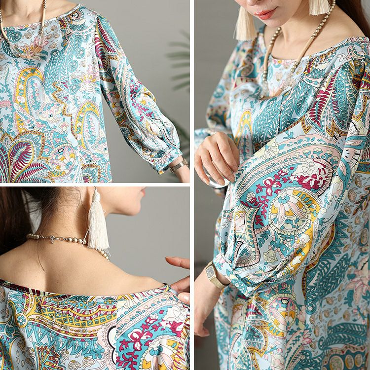 大きいサイズ レディース ペイズリー柄チュニックワンピース　jp470 【メール便可】