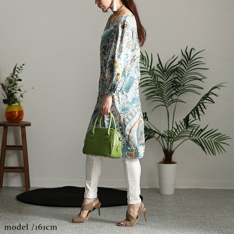 大きいサイズ レディース ペイズリー柄チュニックワンピース　jp470 【メール便可】
