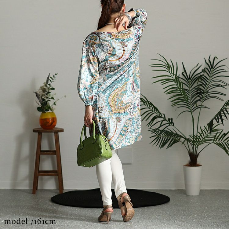 大きいサイズ レディース ペイズリー柄チュニックワンピース　jp470 【メール便可】