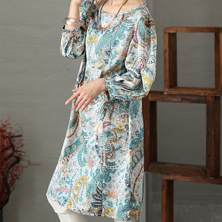 大きいサイズ レディース ペイズリー柄チュニックワンピース　jp470 【メール便可】