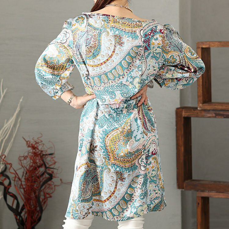 大きいサイズ レディース ペイズリー柄チュニックワンピース　jp470 【メール便可】