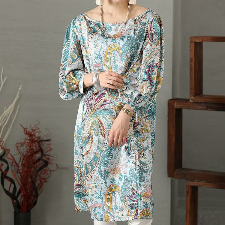 大きいサイズ レディース ペイズリー柄チュニックワンピース　jp470 【メール便可】 グリーン