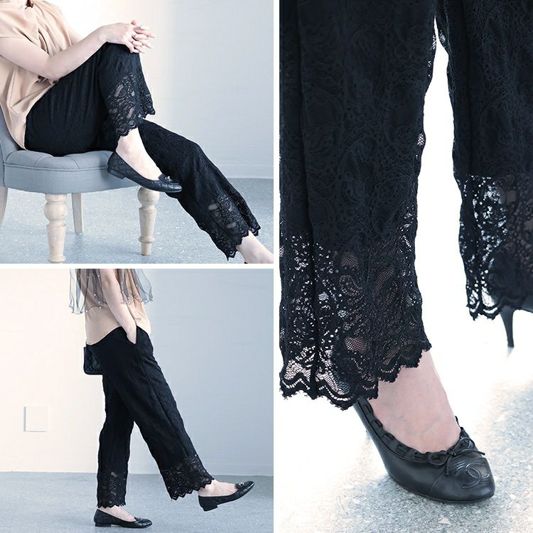 大きいサイズ レディース 2wayレースパンツ　jp477