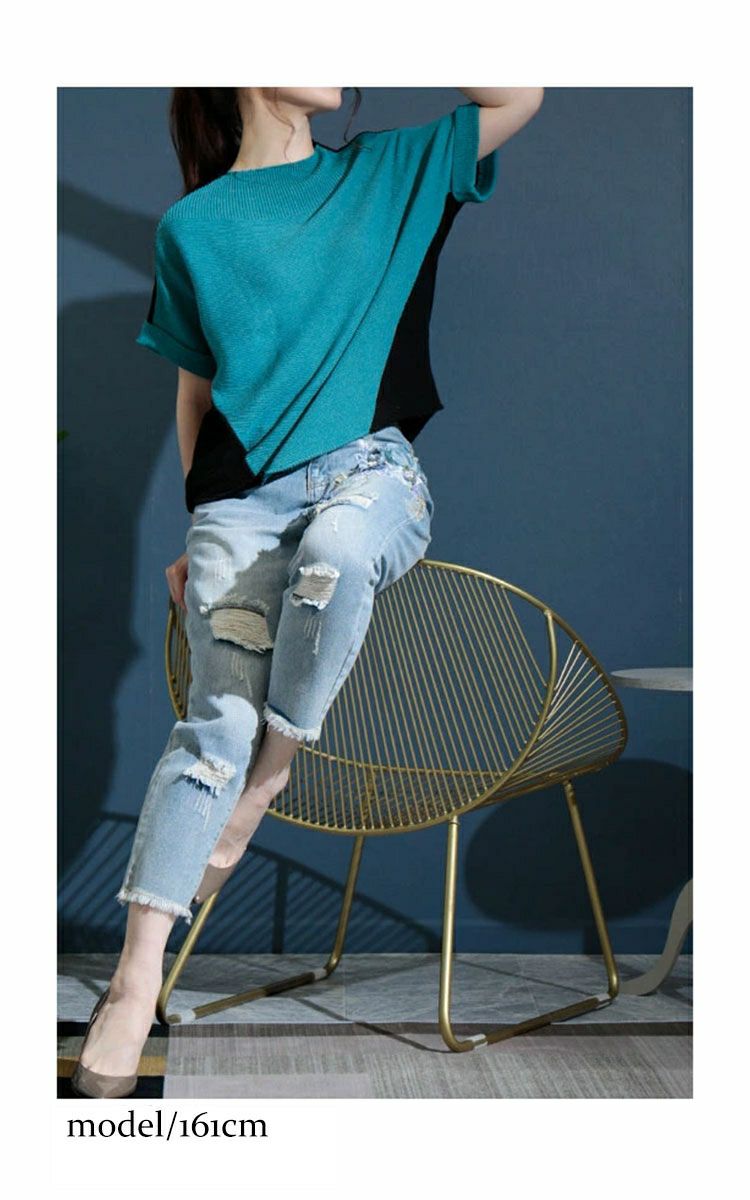 大きいサイズ レディース 日本製バイカラードルマンニット　kt-055