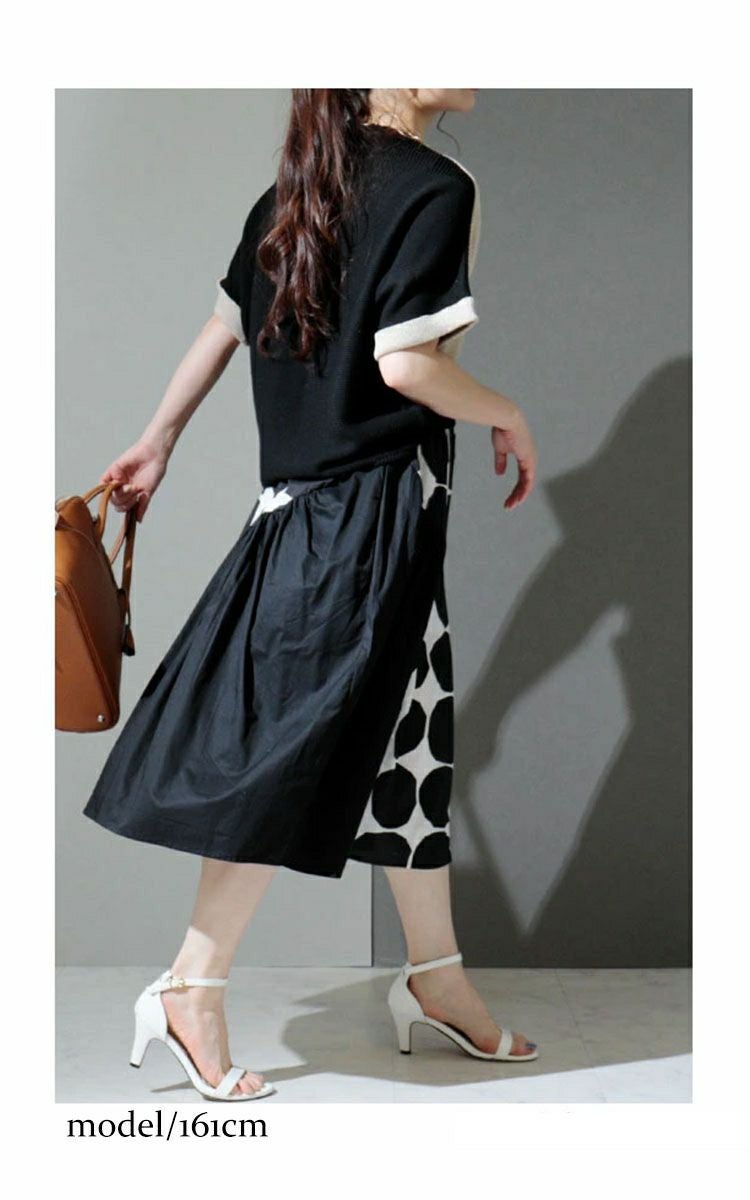 大きいサイズ レディース 日本製バイカラードルマンニット　kt-055