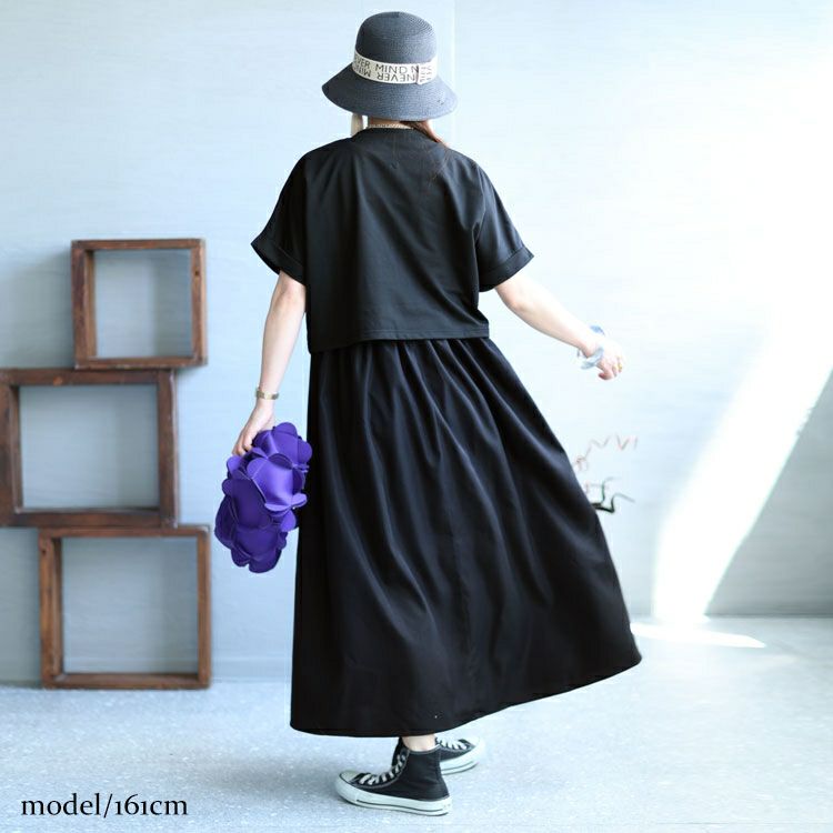 大きいサイズ レディース ハーフZIPトップス＆ノースリーブワンピース2点セット　sw-0547