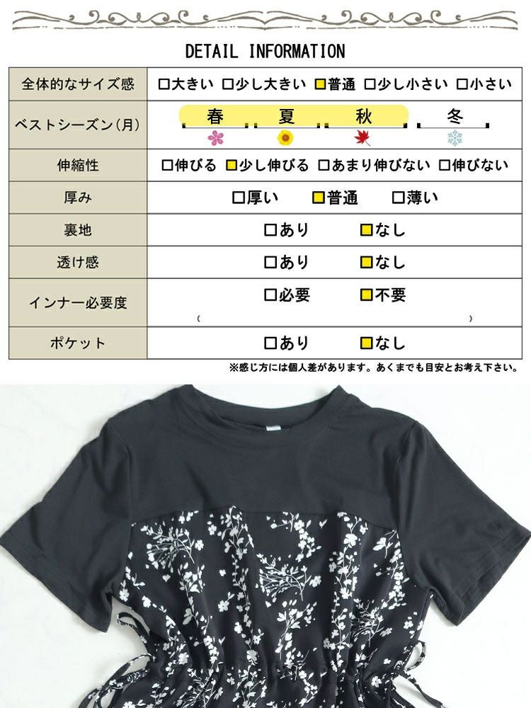 大きいサイズ レディース 花柄切替えティアードワンピース　goldy-1298